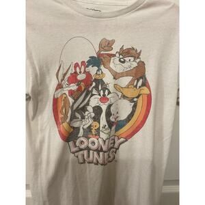 Men's Looney Tunes Vintage White Short Sleeve Cotton Graphic Tee, S